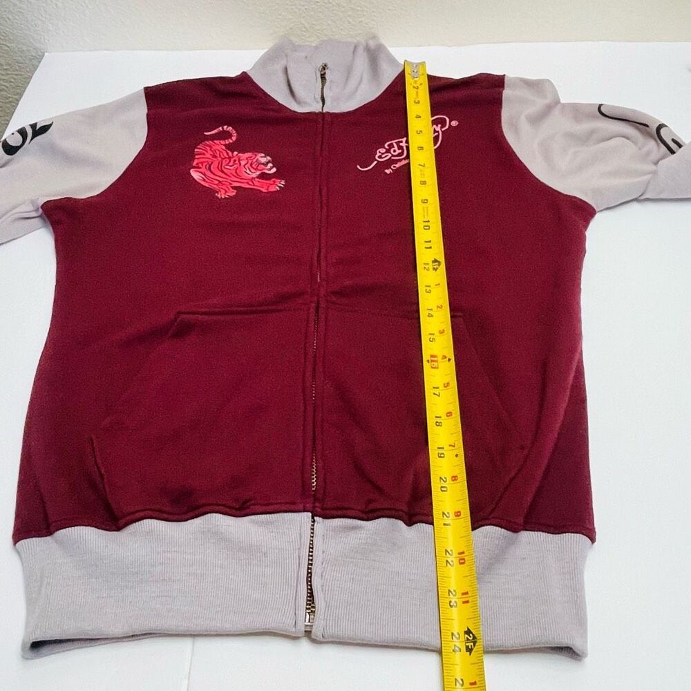 Ed Hardy Love Kills Zip Up Maroon Size XL - Picture 9 of 14
